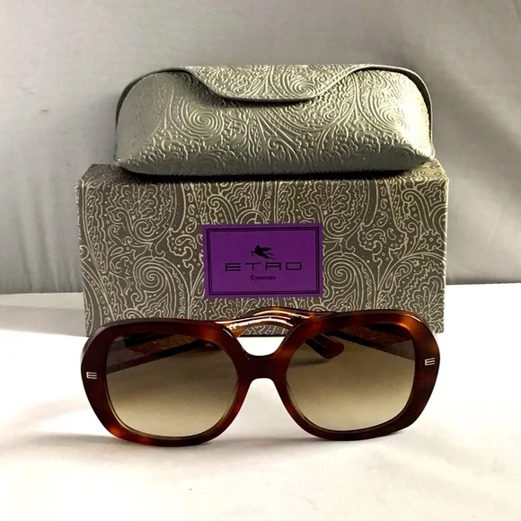 ETRO Brown Fuchsia Sunglasses with Flash Mirror Pink Lenses NWT $430 Rose Gold Grandpa Thin Aviator Mirrored Sunglasses with Pink  main image 4